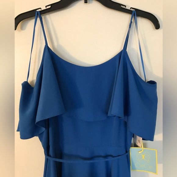 Blue CeCe Cold Shoulder Tea Length Dress, size 12 - Picture 3 of 11